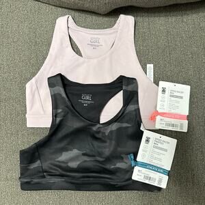 Lot of 2 Athleta Girl Speed Racer Bra Size Small 7 Black Camo New